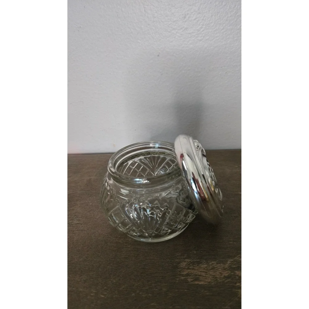 Vintage Clear Glass Vanity Jar Lot Lidded Apothecary Bathroom Canisters set of 3
